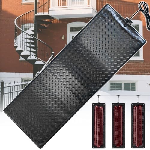 Electric Heated Snow Melting Mats, Gutter Heating Pads for Winter Safety, Flexible PVC, Max Temp 45℃, Ideal for Roofs, Steps, Lawns, Floors, 2pcs-25.4 * 38.1cm