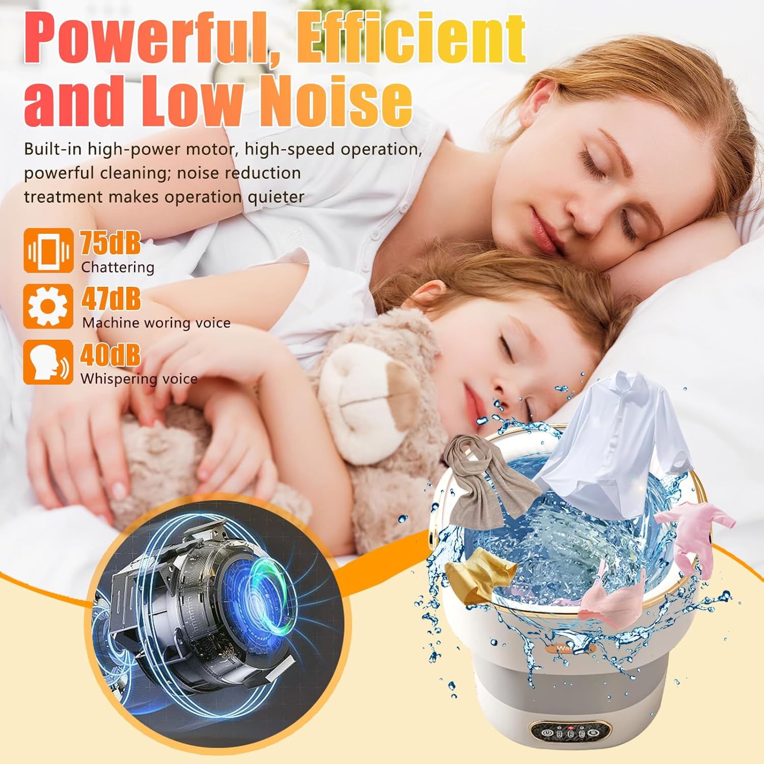 Portable Washing Machine,15L Collapsible Mini Washer with 3 Cleaning Modes Drain Basket Small Foldable Laundry Machine for Travel Camping Dorms RVs Apartments Baby Clothes Underwear Socks Delicates