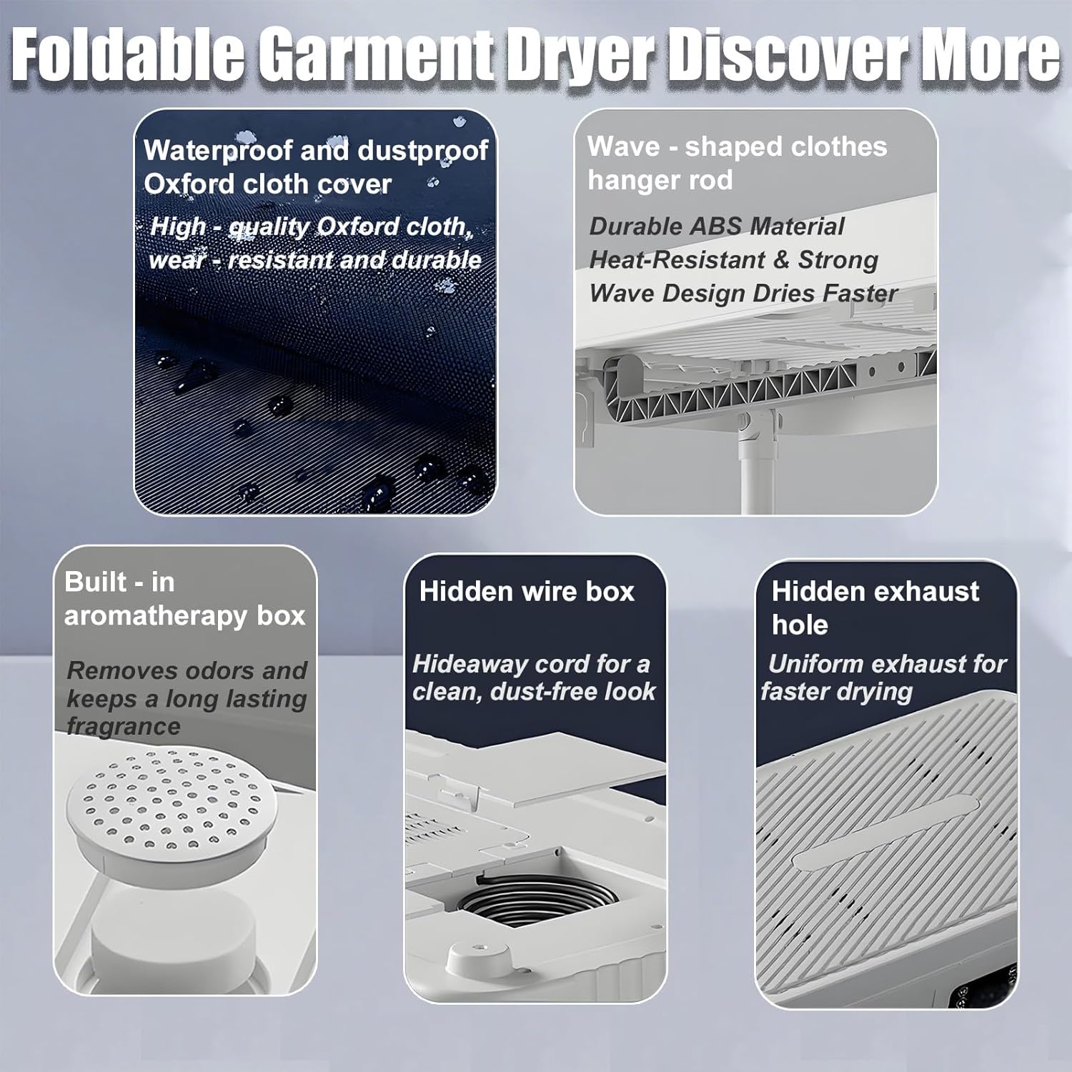 Energy Saving Travel Clothes Dryer Large Capacity With Touch Control, Perfect For Dorms Small Spaces, 1300w Foldable Garment Dryer, 3D Hot Air Circulation 65°C Gentle Drying