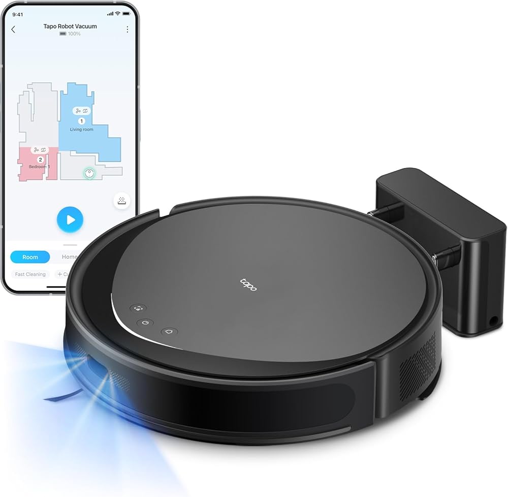 Tapo Ultra-Slim LiDAR Smart Navigation Robot Vacuum and Mop, 5300Pa Max, 97%+ Dust Pickup, Customizable Cleaning, Self-Charging, Works w/Alexa & Google Home, RV20 Max (Renewed)