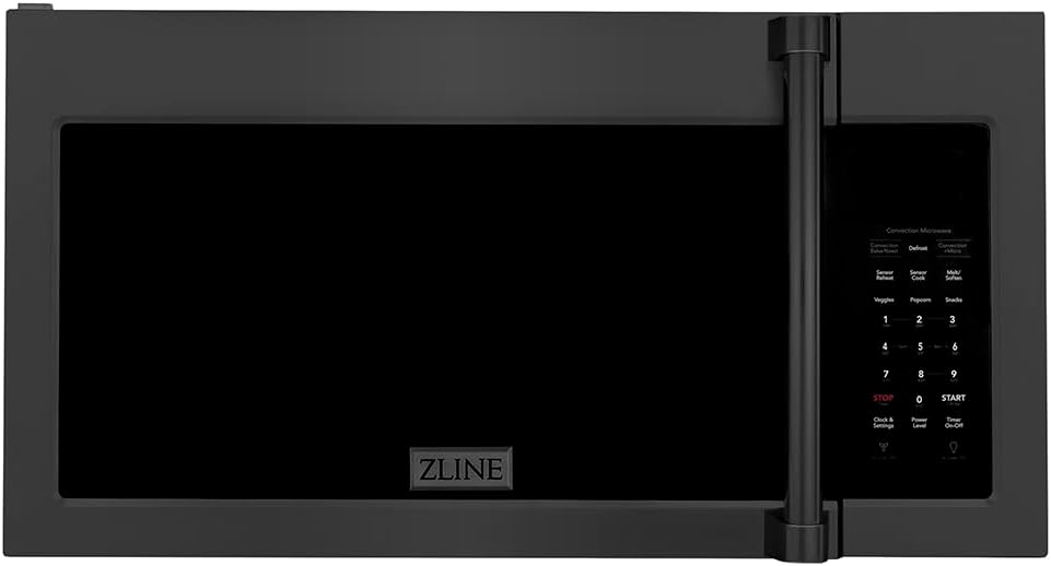 ZLINE Over the Range Convection Microwave Oven in Black Stainless Steel with Traditional Handle and Sensor Cooking