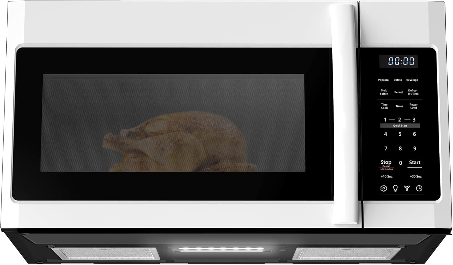 BLACK+DECKER Over the Range Microwave Oven with Vent and One-Touch Auto Cooking, 1.7 cu. ft. OTR Over Stove Microwave, White, 1000 Watts, EM044K6CF-WH