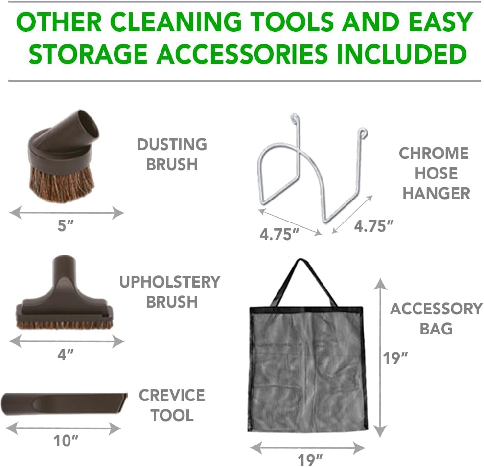 OVO Central Vacuum Standard Kit, with 30/35/40/50ft Low-Voltage Hose, ON/Off Control at The Handle, 12’’ Combo Brush and Accessories, for Hard Surfaces and Carpets, B 35', Black, (KIT-LV35S)