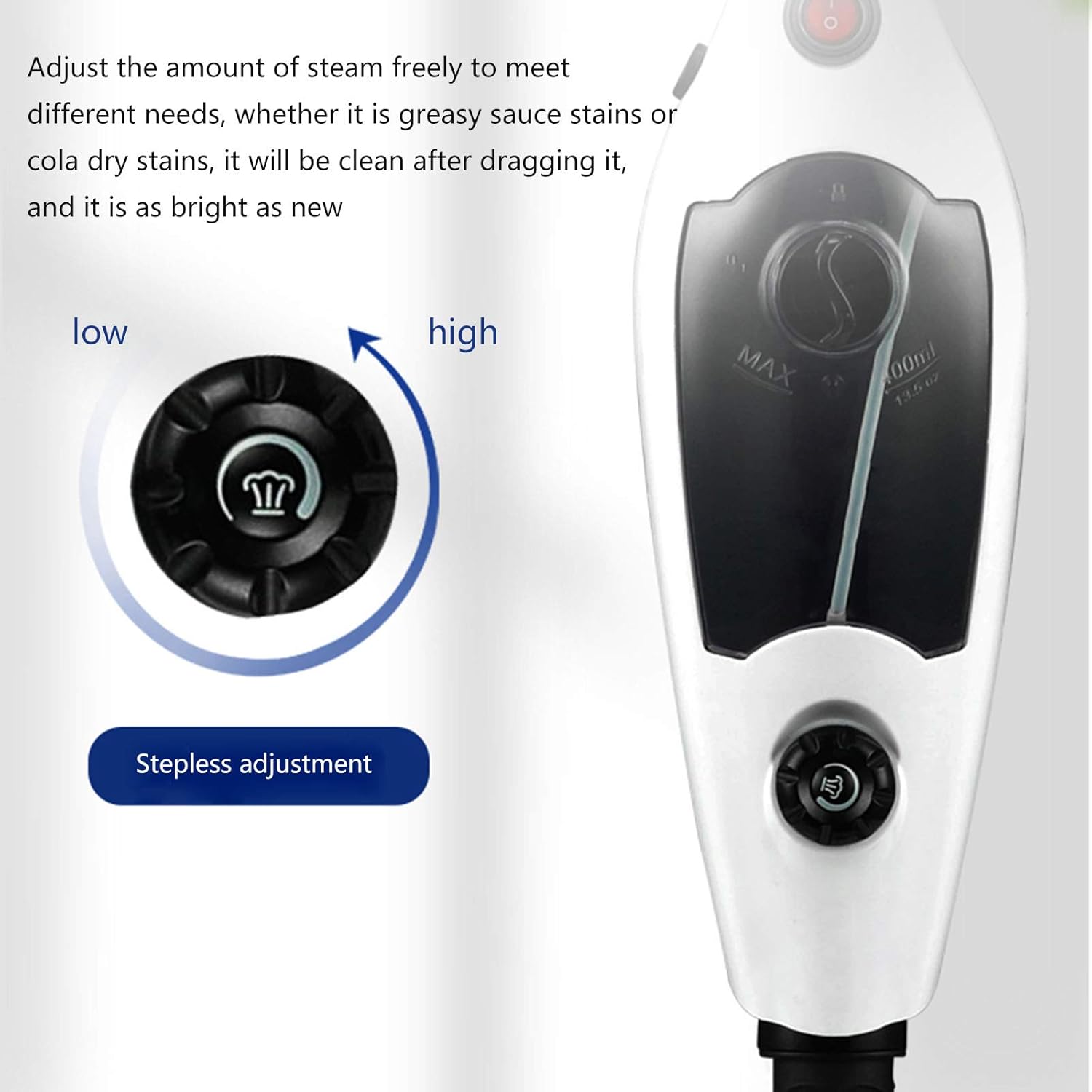 Household Steam Mop Rechargeable Floor Cleaner Scrubber Vertical Multi-Purpose All-in-One Carpet Floor for Living Room Bedroom Dining Room Carpet White