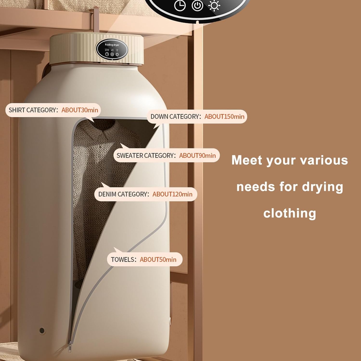 Electric Clothes Dryer, Touch Screen Dryer, 360° Cycle Drying, Ptc Heating Method, 2-Speed Adjustment, 3-Speed Timed Drying, Suitable For Drying Shirts, T-Shirts, Shorts, Vests,Pink