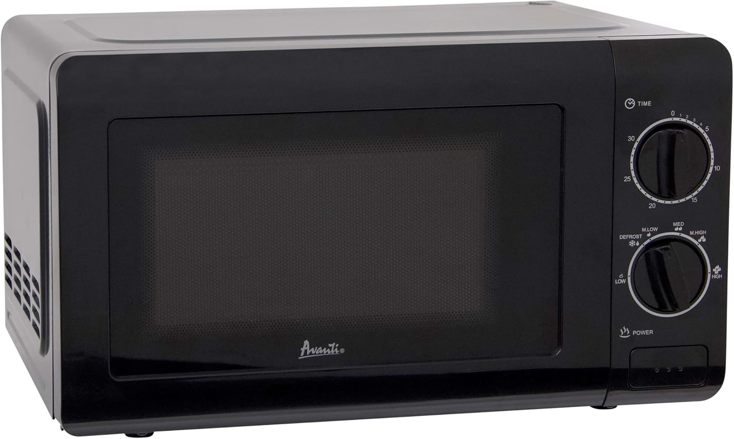Avanti Microwave Oven 700-Watts Compact Mechanical with 5 Power Settings, Defrost, Full Range Temperature Control and Removable Glass Turntable, 0.7-Cu.Ft., Black