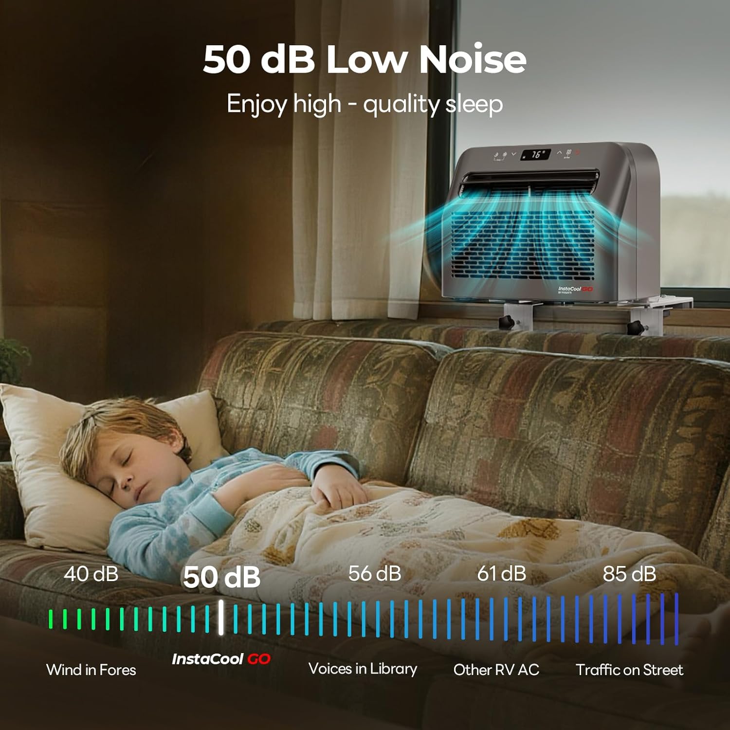 FOGATTI RV Window Air Conditioner, 6500 BTU Cools up to 120Sq.ft, 4-in-1 U Shaped AC Unit with Remote Control, Suitable For RV and House-workshop, included Window Installation Kits (Silver Grey)