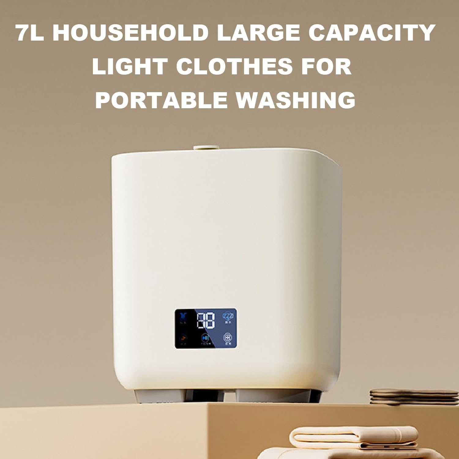 Fully Automatic Small Washing Machine 7L Large Capacity Portable Washing Machine with Spin Dryer for Dormitory Family Apartment RV 100‑240V (US Plug 100 to 240V)
