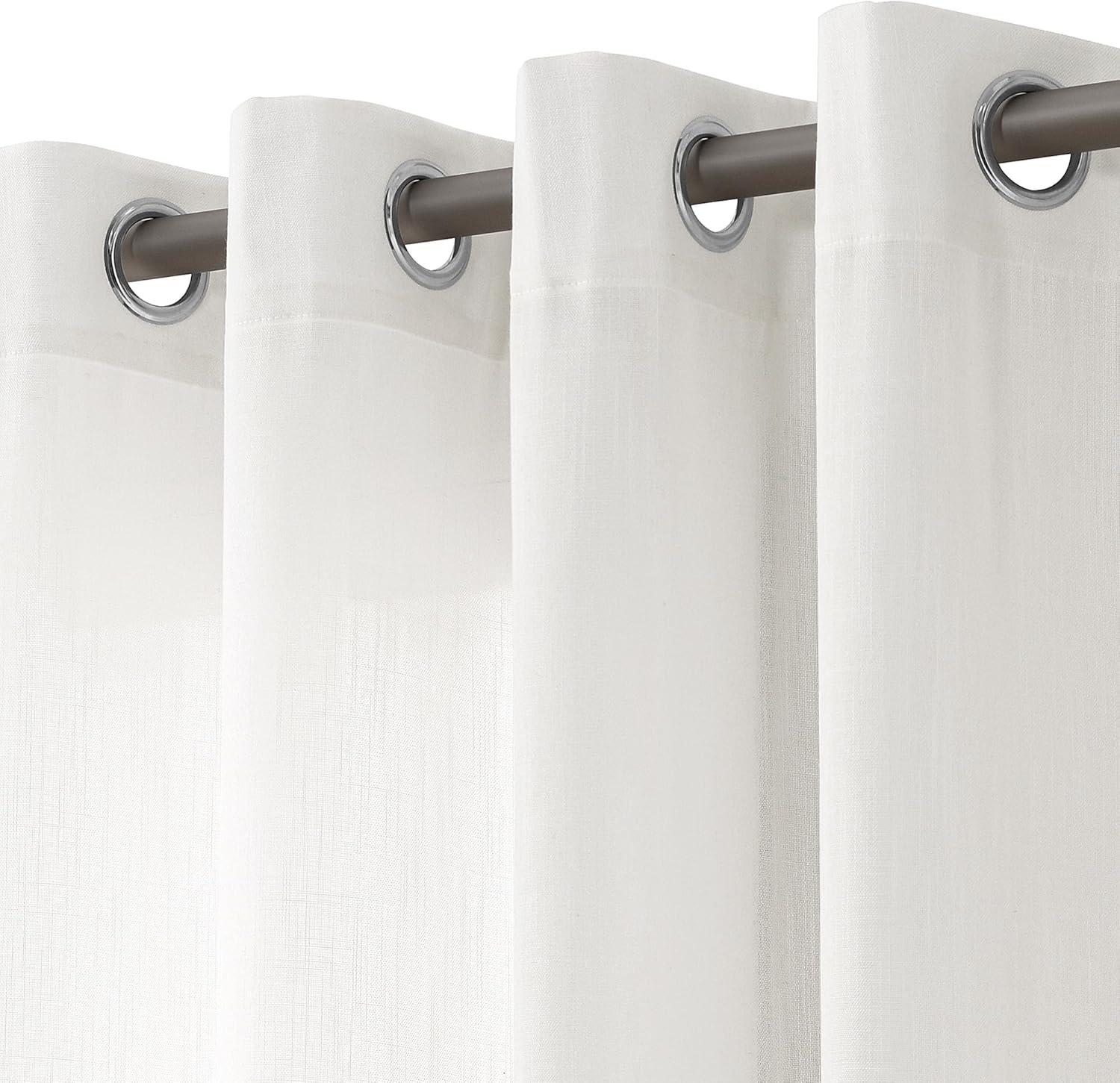 Ivory Linen Curtains 84 inches Long 2 Panel Set Grommet Elegant Semi Sheer Light Filtering Drapes Neutral Boho Off White Linen Blend Privacy Window Curtains for Living Room Bedroom 52X84