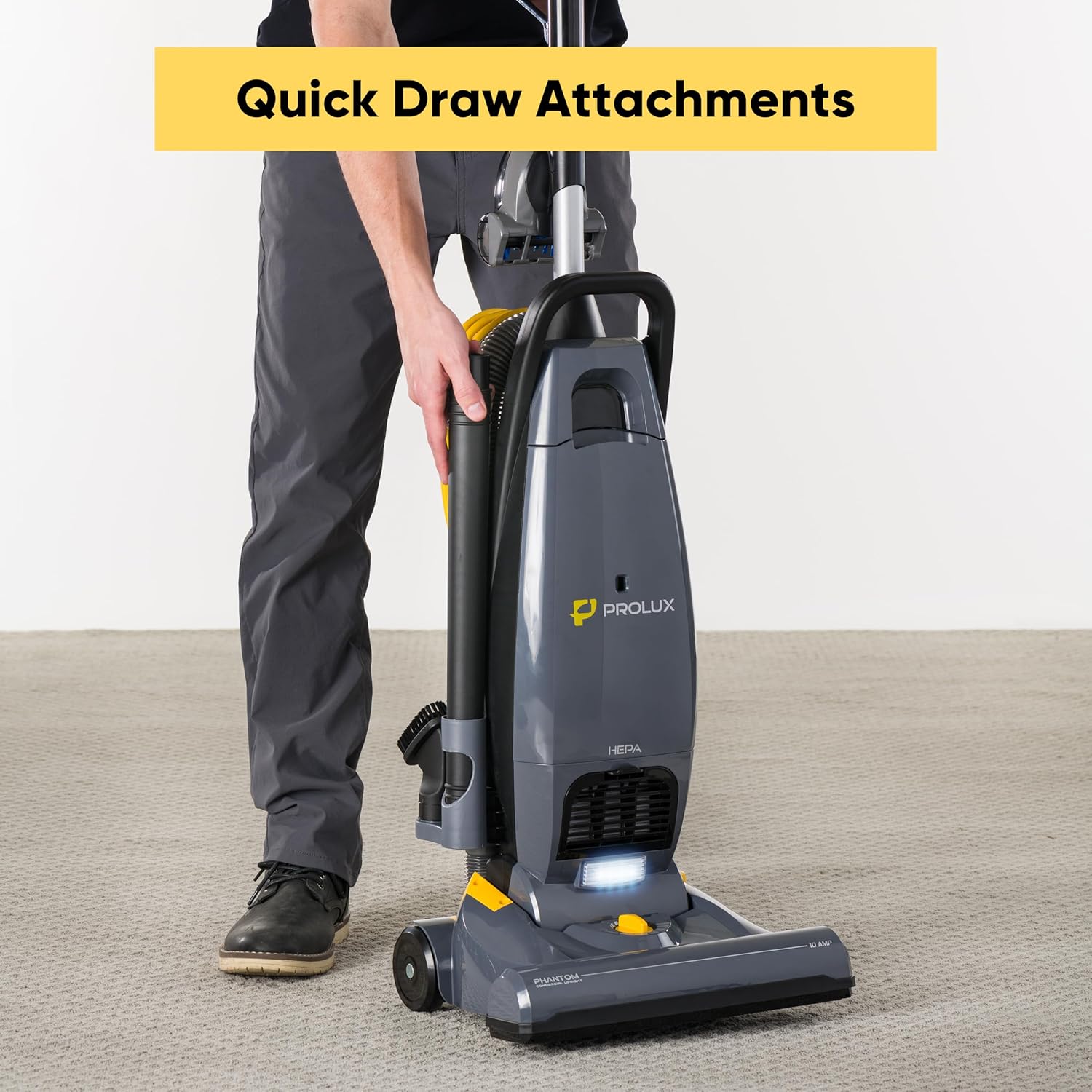 Prolux Phantom Pro Commercial Upright Vacuum Cleaner – HEPA Filtration, Bagged, High-Suction, Deep Cleaning, Lightweight with Onboard Tools only 12lbs Ideal for Business, Professional & Industrial Use