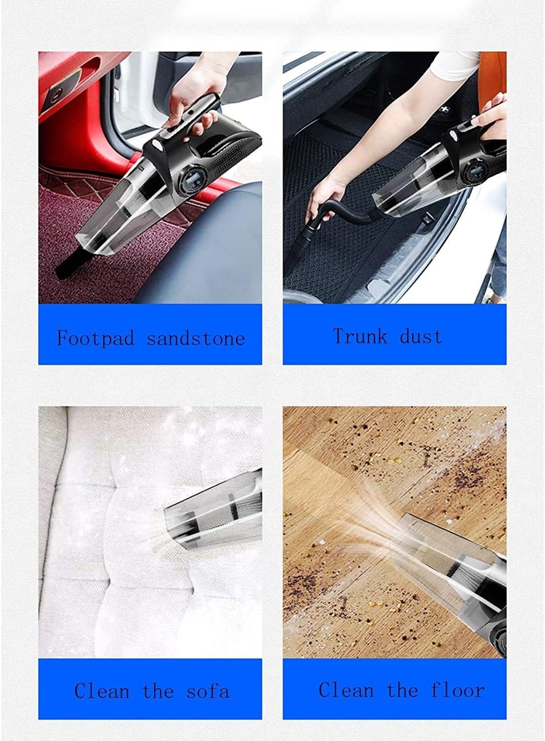 Handheld Vacuum Cleaner,Vacuum Handheld, 6000PA Battery Vacuum Cleaner Multifunctional 4-In-1 Portable Car Vacuum Cleaner with Digital Display Dual-Purpose Auto Air Pump for car and pet clean
