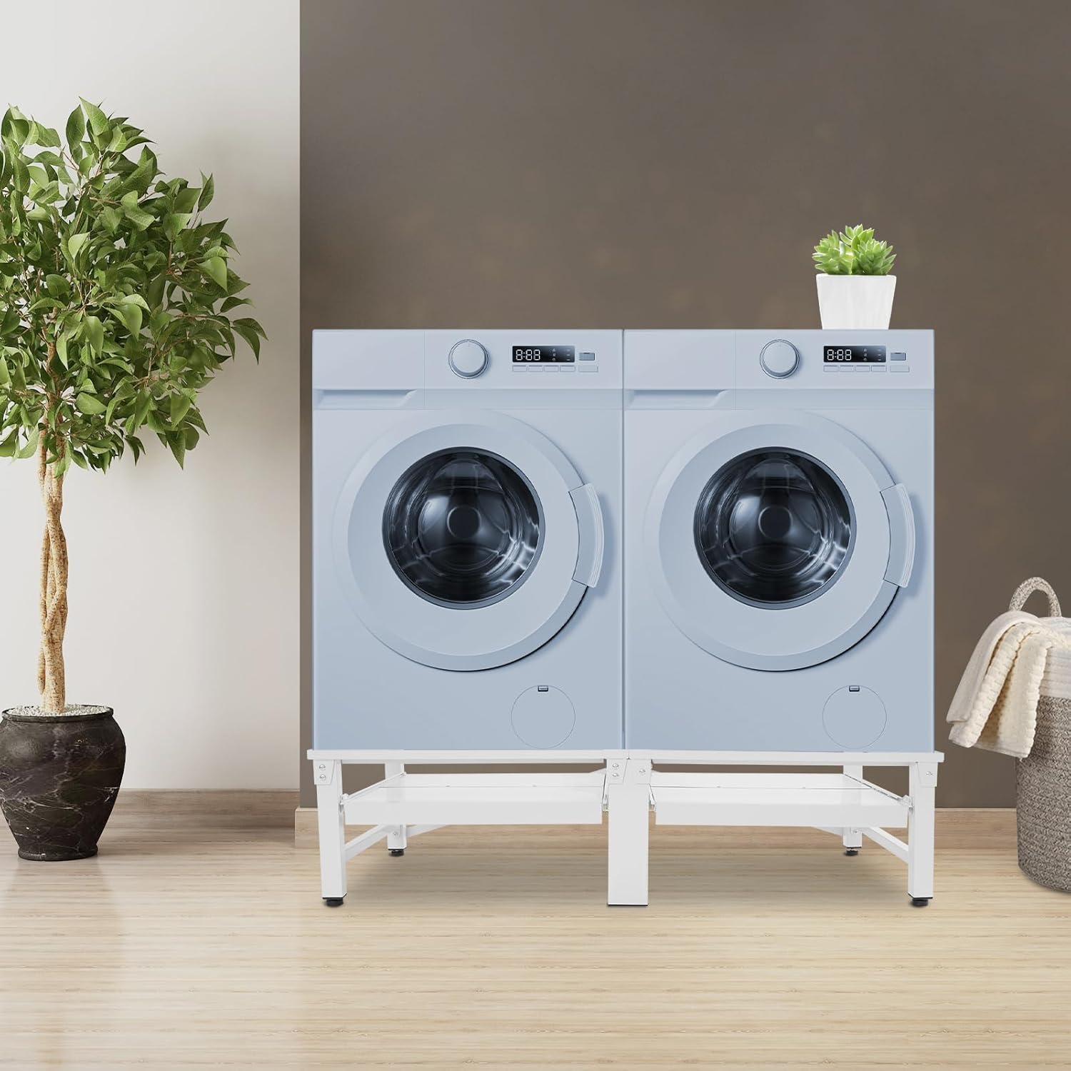 Double Washing Machine Base, Universal Laundry Pedestal, Heavy Duty Metal Washer Dryer Pedestal 49