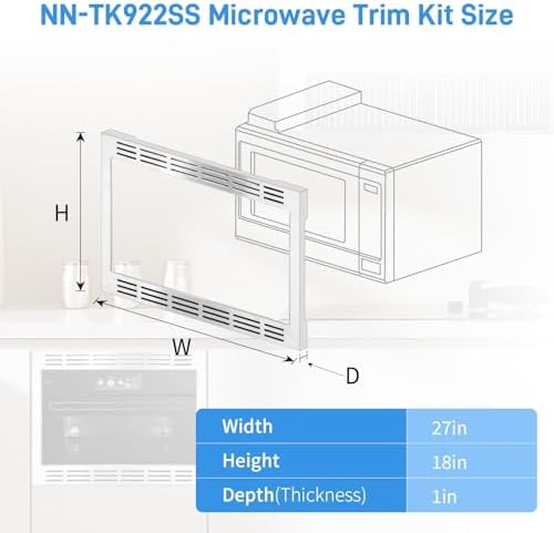 NN-TK922SS 27-inch Trim Kit, Stainless Steel 27” Microwave Trim Kit for 2.2 cu ft Microwave Ovens Compatible with Models Including NN-SE9...S, NN-SD9...S, NN-SN9...S