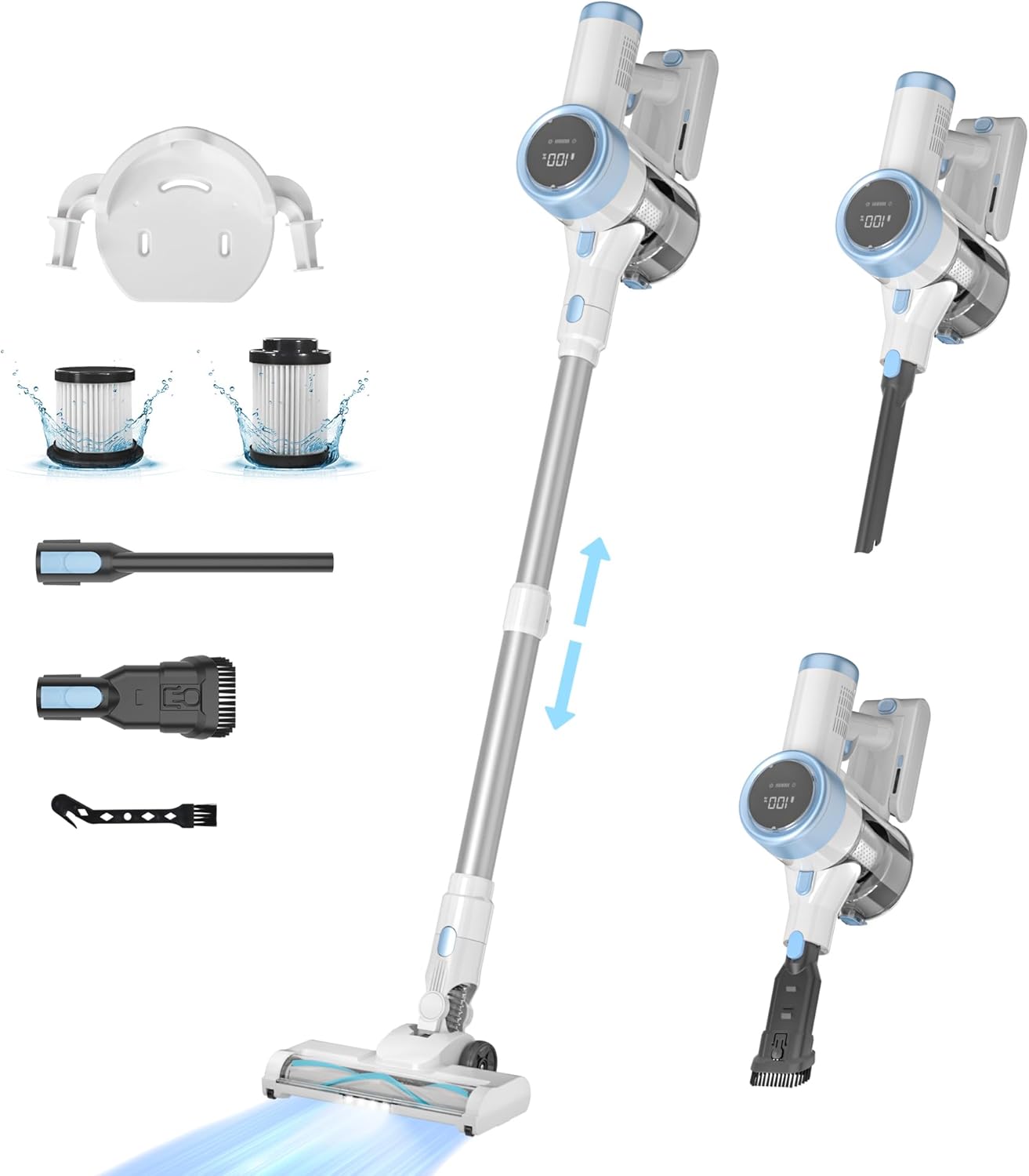 Cordless Vacuum Cleaner, 40Kpa Cordless Vacuums for Home, 500W Stick Vacuum Cleaners with Long Runtime, Lightweight, Powerful, Large Dust Cup Vacuum Cleaner for Pet Hair Hard Floor