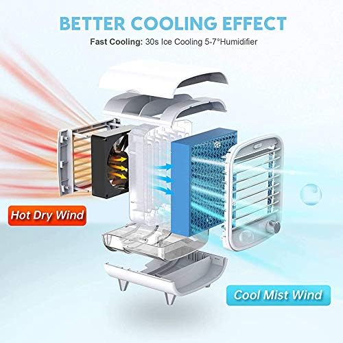 Portable Mini Air Cooler 3 in 1 Fast Cooling Mobile Conditioner Air Fan USB with Adjustable Speeds for Home Bedroom Office