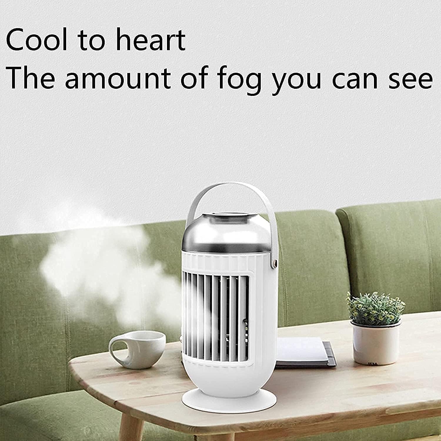Portable Air Conditioner Quiet Fan, USB Personal Mini Evaporative Cooler Fan, 3 Speeds, Small Desktop Cooling Humidifier Fan (Color : White)