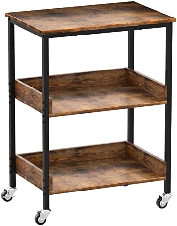 ASTARTH Kitchen Microwave Cart, 3 Tier Rolling Utility Cart on Wheels Coffee Cart, Storage Islands for Living and Kitchen Room