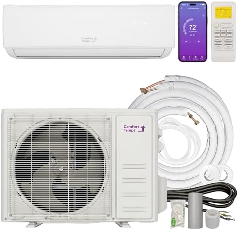 Energy-Saving 18000 BTU / 220V Mini Split AC/Heating System – 21 SEER, Pre-Charged, Quiet & Comfortable Mini Split with WiFi & Complete Easy Install Kit (Elite Series by Comfort Temps)