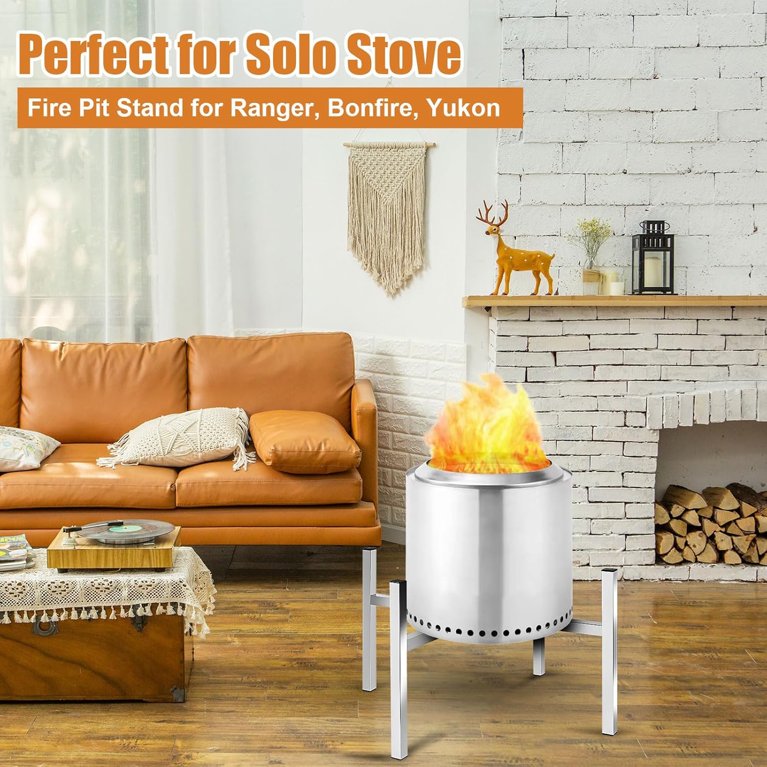 15-27 Inch Fire Pit Stand, Fire Pit Cooktop Frame Stainless Steel Camping Chiminea Rack for Outdoor Fireplace Holder Accessories Compatible with Bonfire Ranger