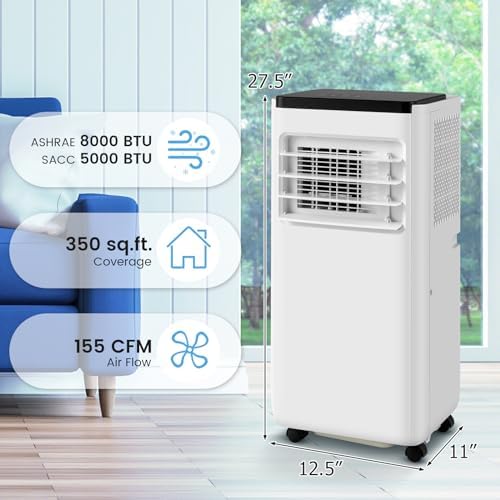 GOFLAME 10000BTU Portable Air Conditioner, 3-in-1 AC Unit with Built-in Dehumidifier, Fan Mode, Sleep Mode & 24H Timer, Powerful AC with Remote & Window Vent Kit, Cool Up to 250 sq.ft., White