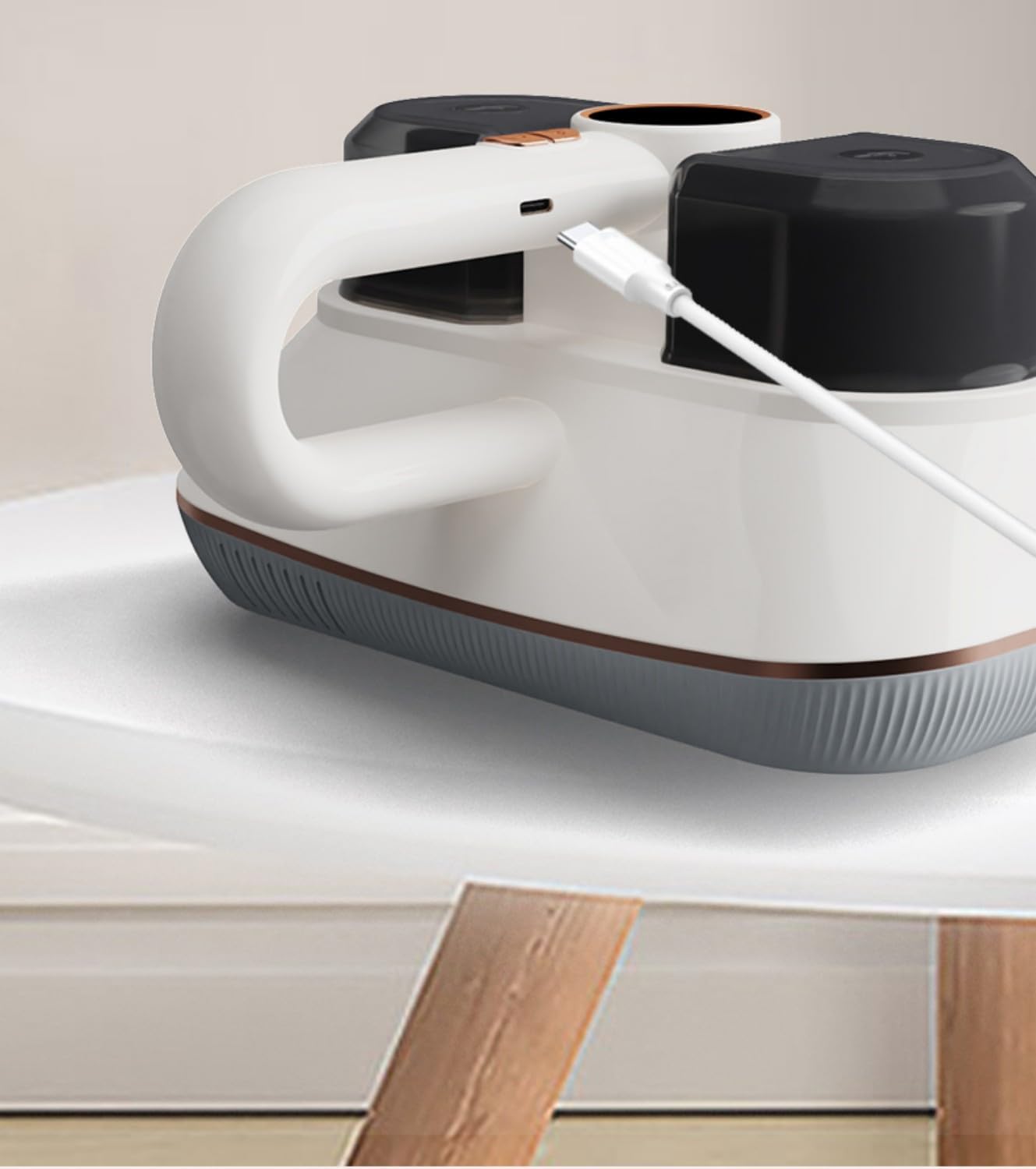 Bed Vacuum Cleaner, Cordless Mattress Vacuum Cleaner with HEPA Filter 253.7nm UV-C Light,16Kpa Suction,Widened Suction Port,Ultrasonic Technology,Large Dust Collection,Low Noise,White