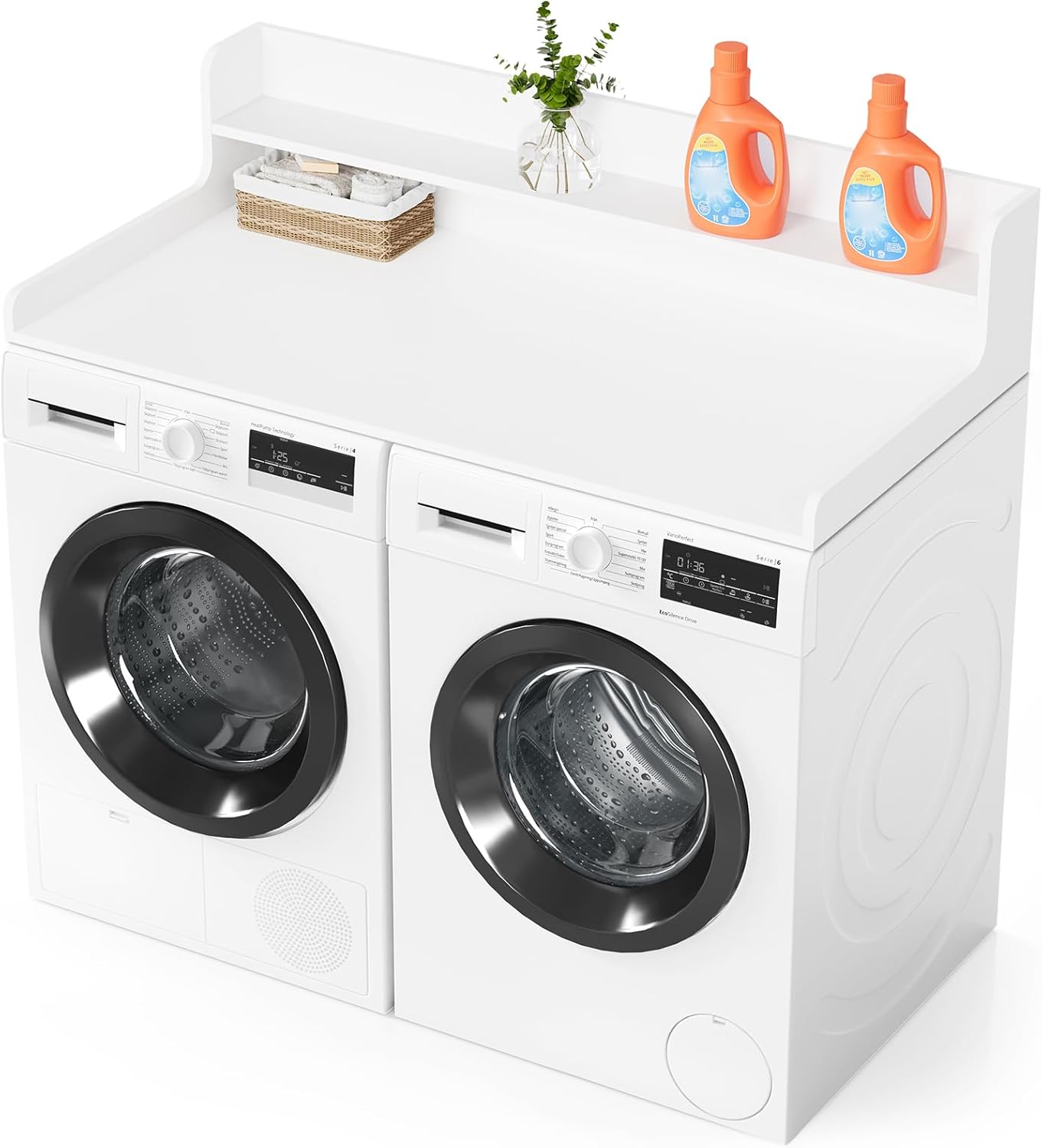 SpaceAid Washer Dryer Countertop with 2-Tier Shelf, Wood Topper with Edge, 54