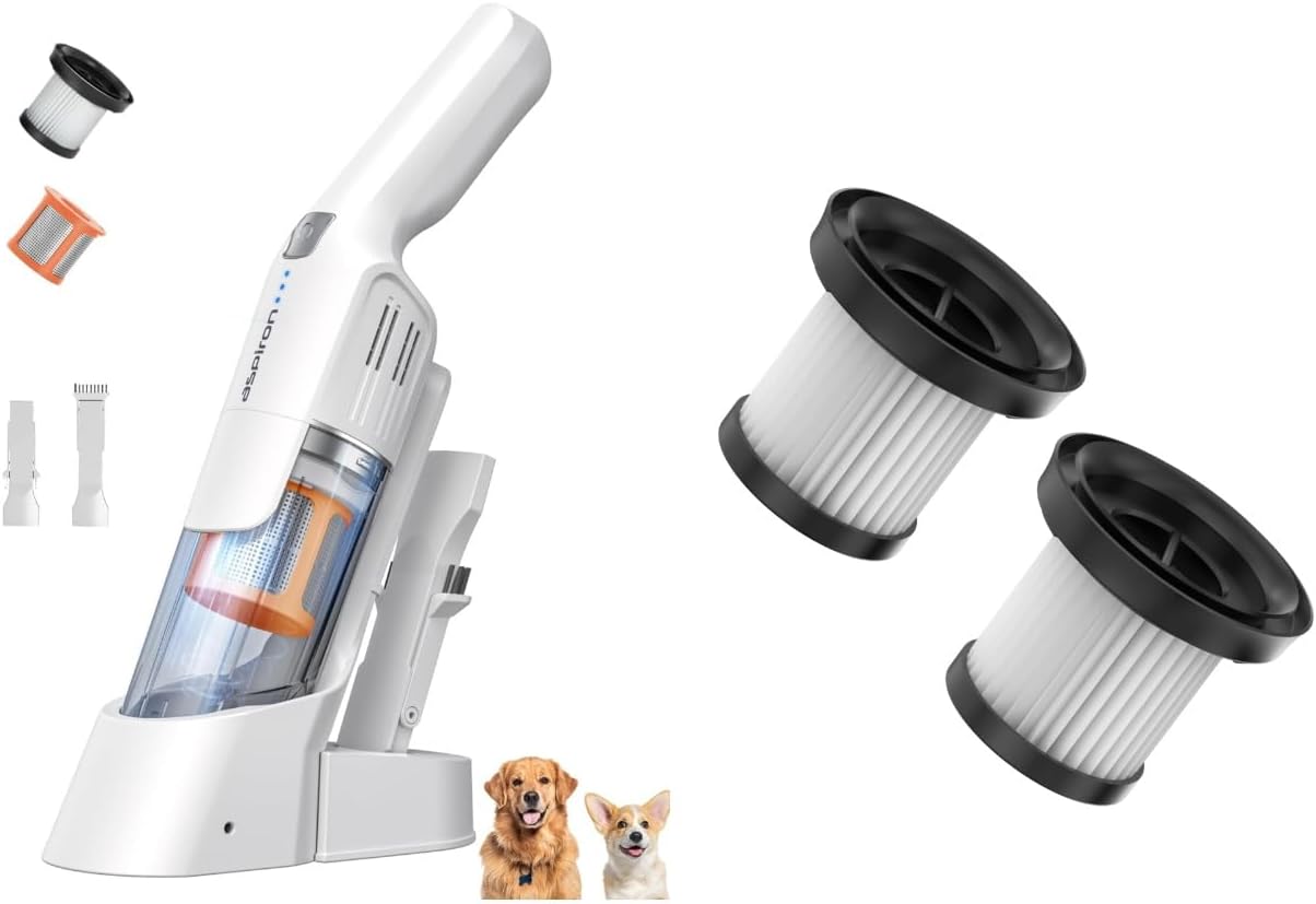 Aspiron Cordless Handheld Vacuum with 2 Pack Replacement HEPA Filter
