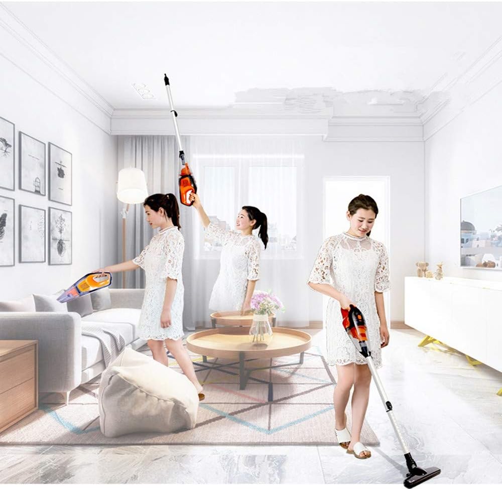 Hard Floor Vacuum Handheld Wireless Household Vacuum Cleaner, Car Wet and Dry Dual-use Vacuum Cleaner, High-Power Dual-use Powerful Cleaner (Color : Orange)