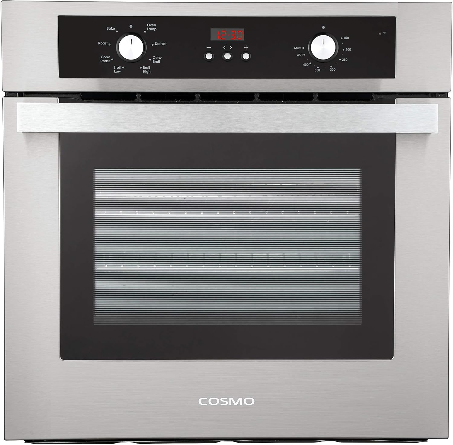 COSMO C51EIX 24 in. Lumin Collection 2.5 cu. ft. Electric Wall Oven, 8 Functions & Turbo True European Convection in Stainless Steel