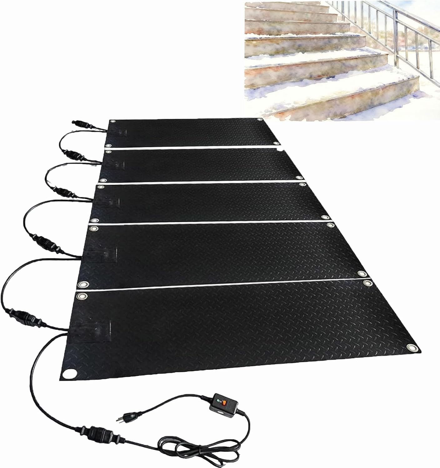 Snow Melting Mats,Snow Melting Mats for Walkway,Non-Slip Rubber,Ice & Snow Melt,for Winter Outdoor Stairs Steps Doorway Walkway Sidewalks