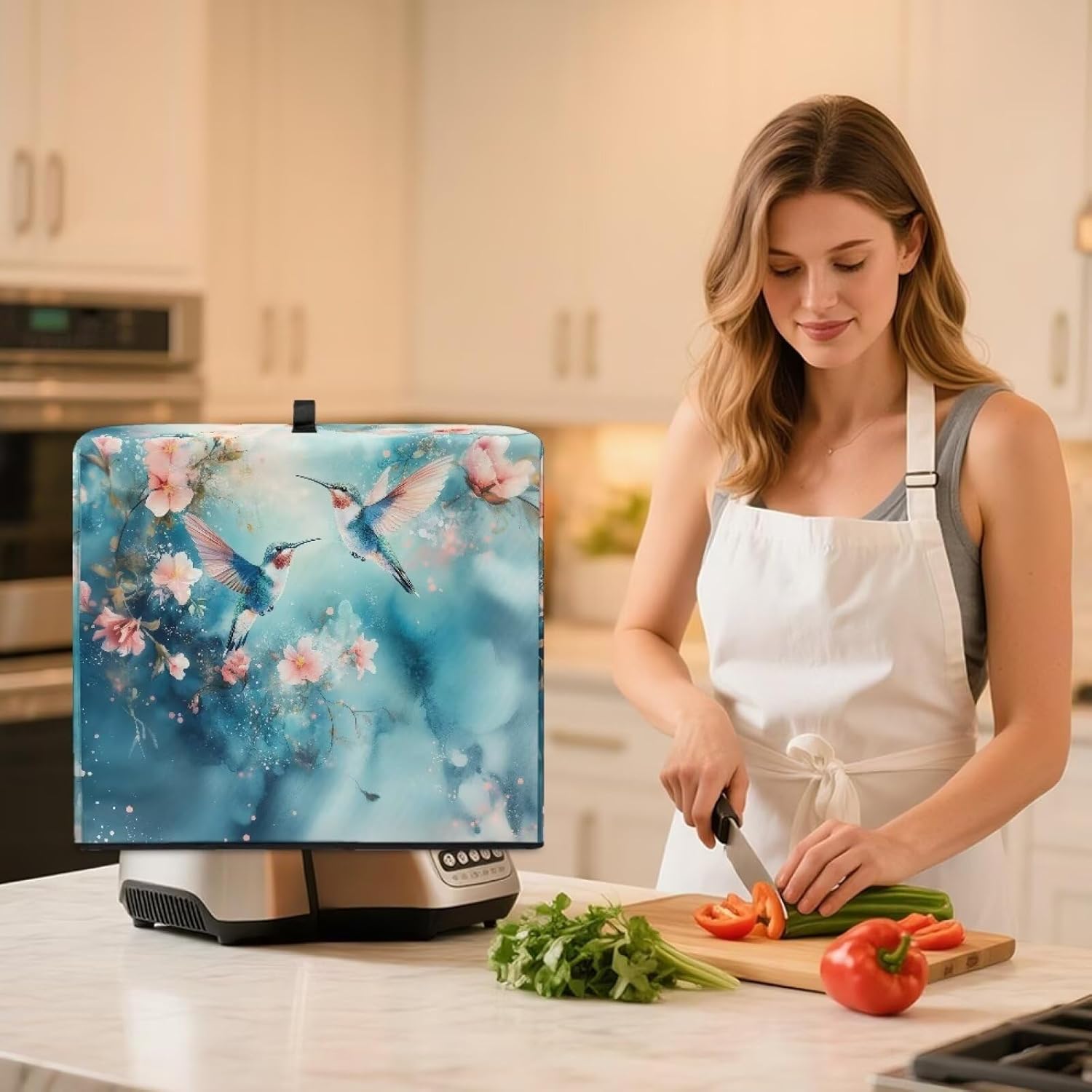 Hummingbird Floral Print Kitchen Mixer Protector – Blender Dust Cover with Floral Prints, Fits Most Juicers, Foldable & Machine Washable, Decorative & Functional