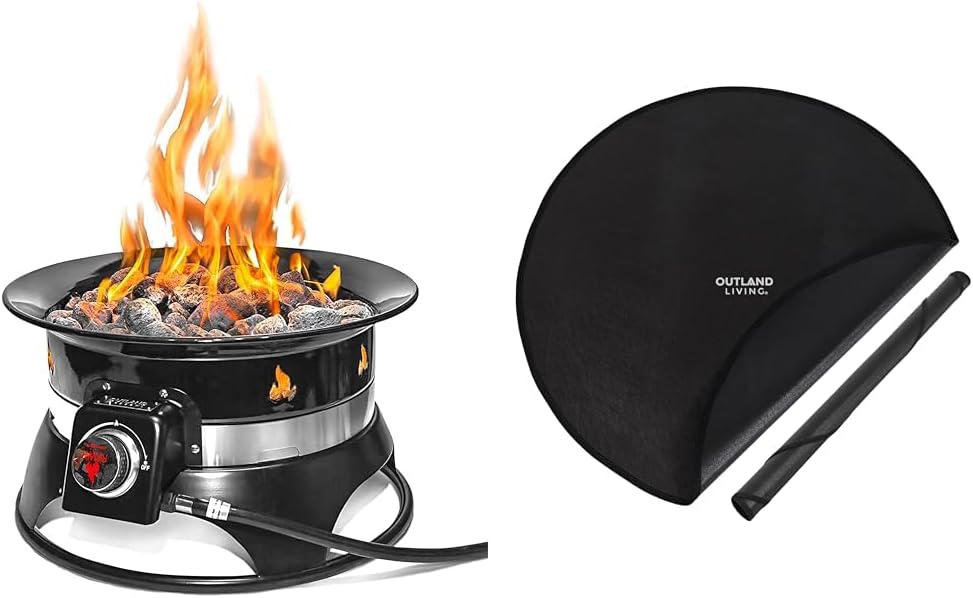 Outland Living Firebowl Premium 870 Propane Fire Pit Bundle – 19” Round Smokeless Fire Pit w/Auto-Ignition, 58,000 BTU, Cover, Carry Kit, Lava Rocks & 34