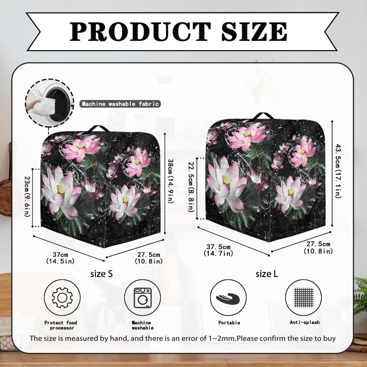 Stand Mixer Cover with Organizer Bags, Lotus Large Mixer Accessories Stand Mixer Dust Cover Kitchen Decorations Mixer Cover Blender Cover Fashion Decorations