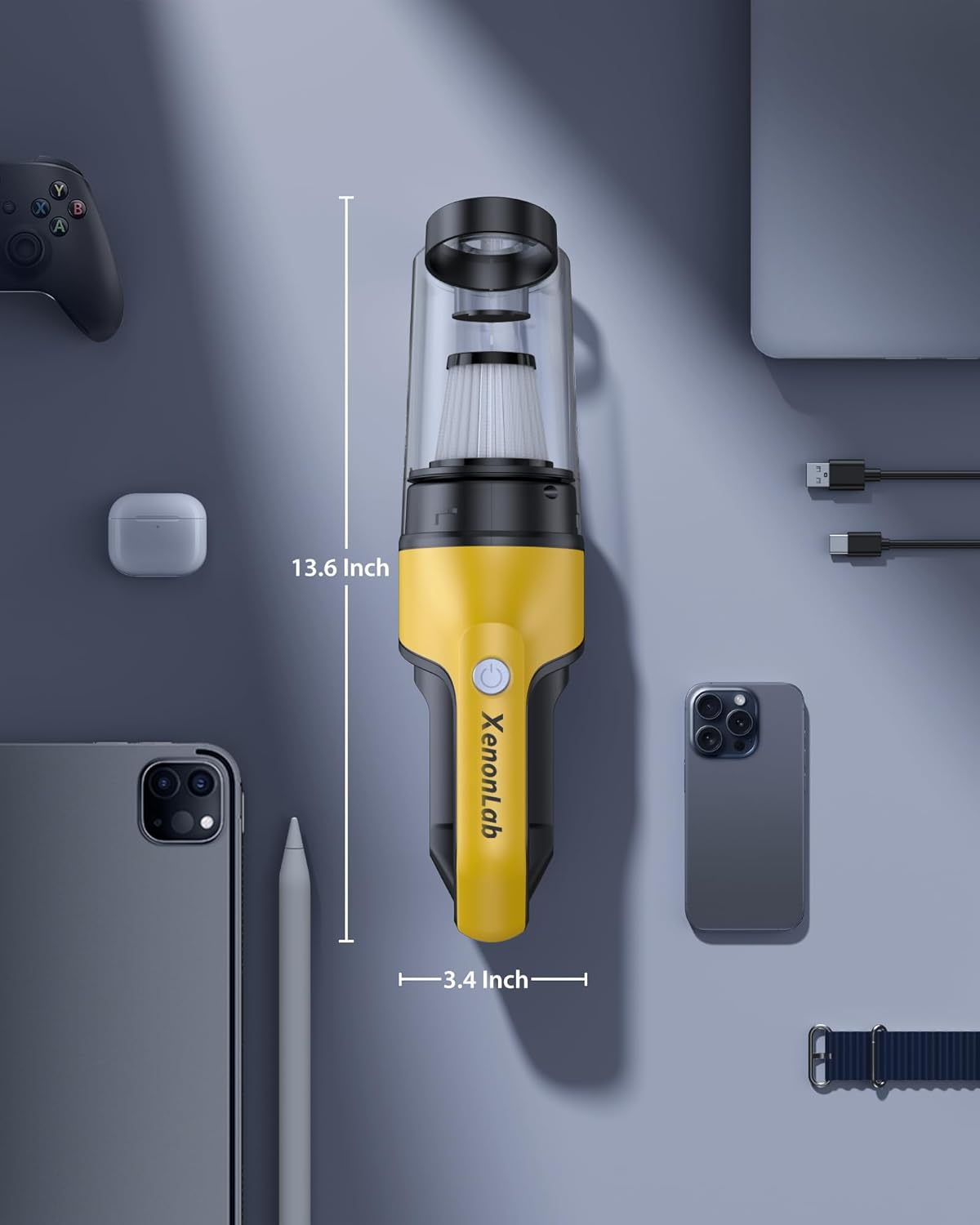 Handheld Vacuum Cordless 1.1 Pounds Car Vac 10000PA Hand Held Vacuums 4-in-1 Hand Vac Cordless Rechargeable HEPA Filter Large Capacity Dust Cup for Car Office Home Pets Hair (Buttercream)