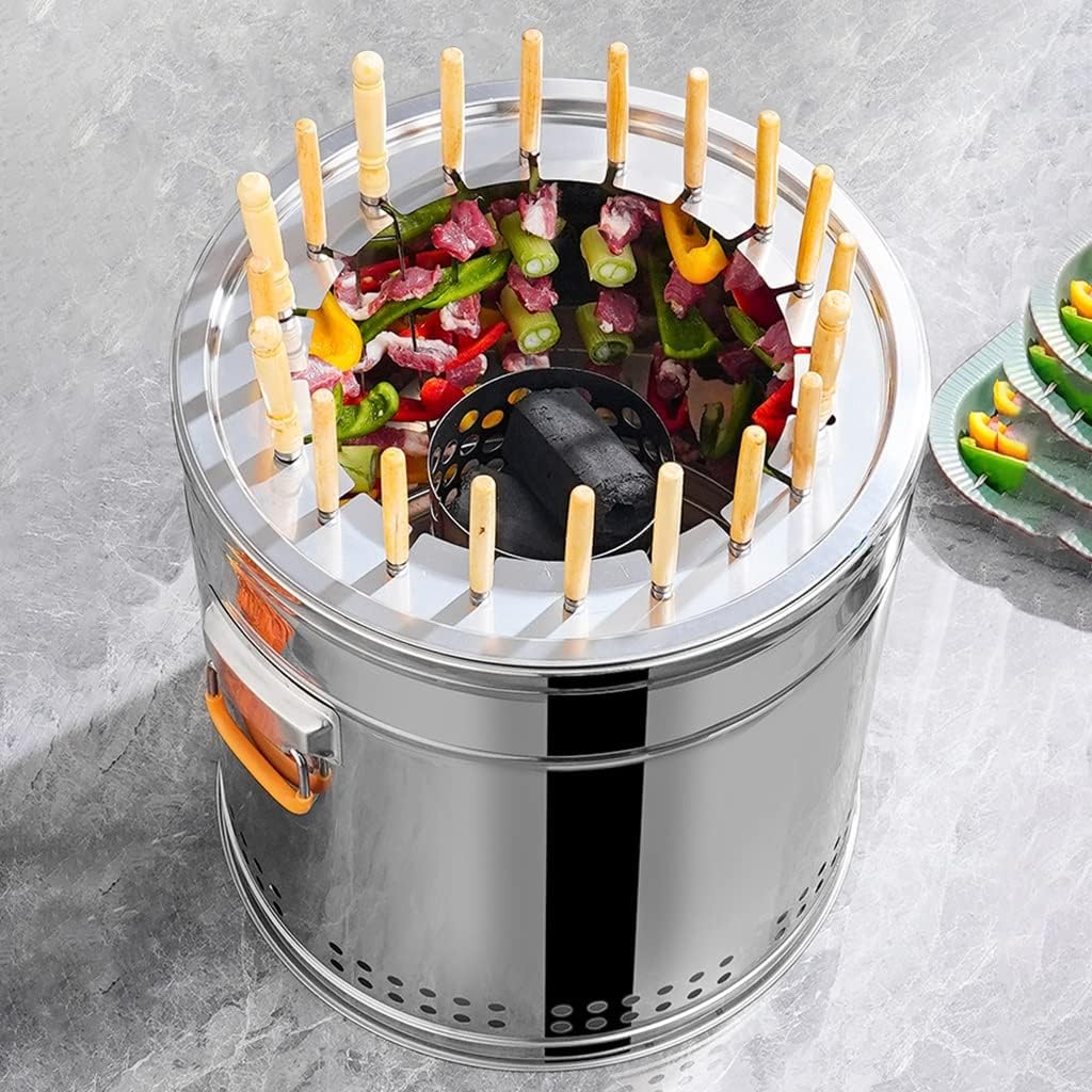 Smokeless Grill with Non-Stick Grill Plate and Grill net, Outdoor/Indoor Portable Grill for Grilling Meat skewers, Vegetables