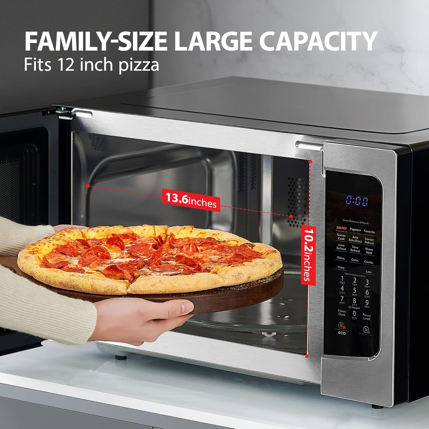 Toshiba Air Fryer Combo 4-in-1 Countertop Microwave Oven, Smart Sensor, Convection, Mute Function, Position Memory 13.6