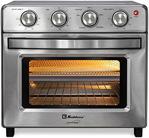 Air Fryer Toaster Smart Oven, 4-in-1 Kitchen Countertop Convection, 27-Quarts XL, 100°-500°F Temperature Controls, Top and Bottom Heater, Adjustments Brushed Stainless Steel Look