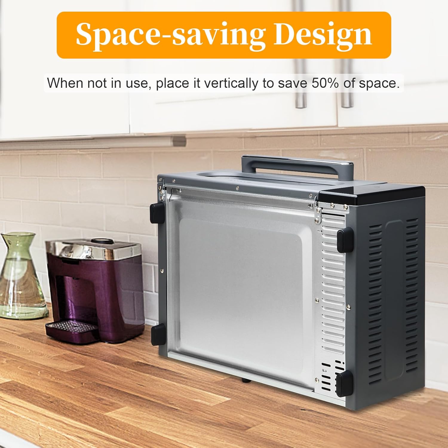 SEEDEEM 10-in-1 Air Convection Toaster Oven, 15L Convection Toaster Oven Cooker with Color LCD Display and Touch Screen, Toaster, Air Fryer, Dehydrate, 4 Accessories Included, 1800W, Ash Gray