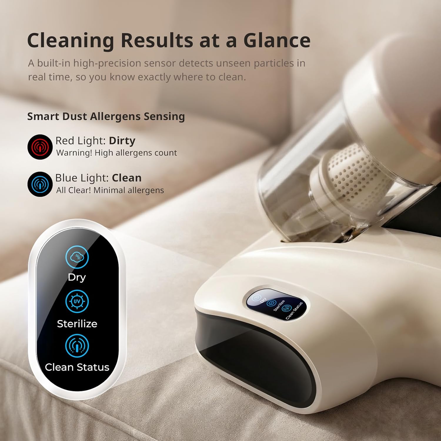 JIGOO Mattress Vacuum Cleaner UV Sanitizing, Anti-allergen Bed Cleaner with 12Kpa Suction, Handheld Vacuums for Dust & Pet Hair, Effectively Clean Up Bed, Pillows, Cloth Sofas, Carpets