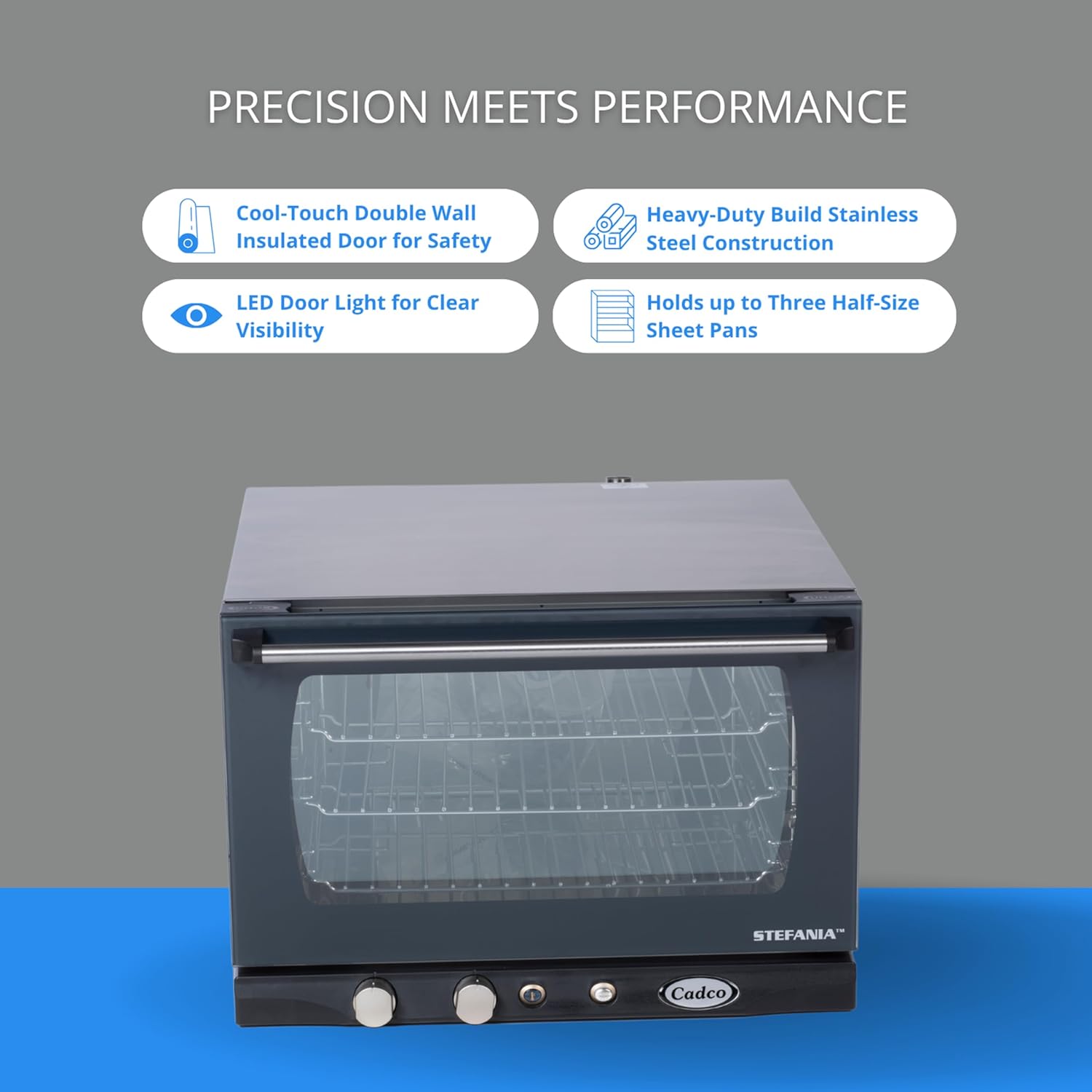 Cadco XAF-113 Heavy-Duty Countertop Convection Oven with Manual Controls and Humidity, Stainless Steel, NSF, 120v, For Commercial Use, 120 lbs.