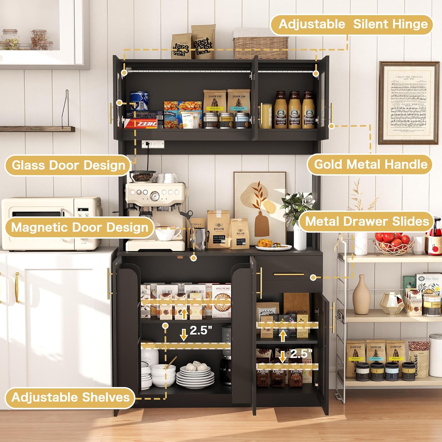 Kitchen Hutch Storage Cabinet: 71