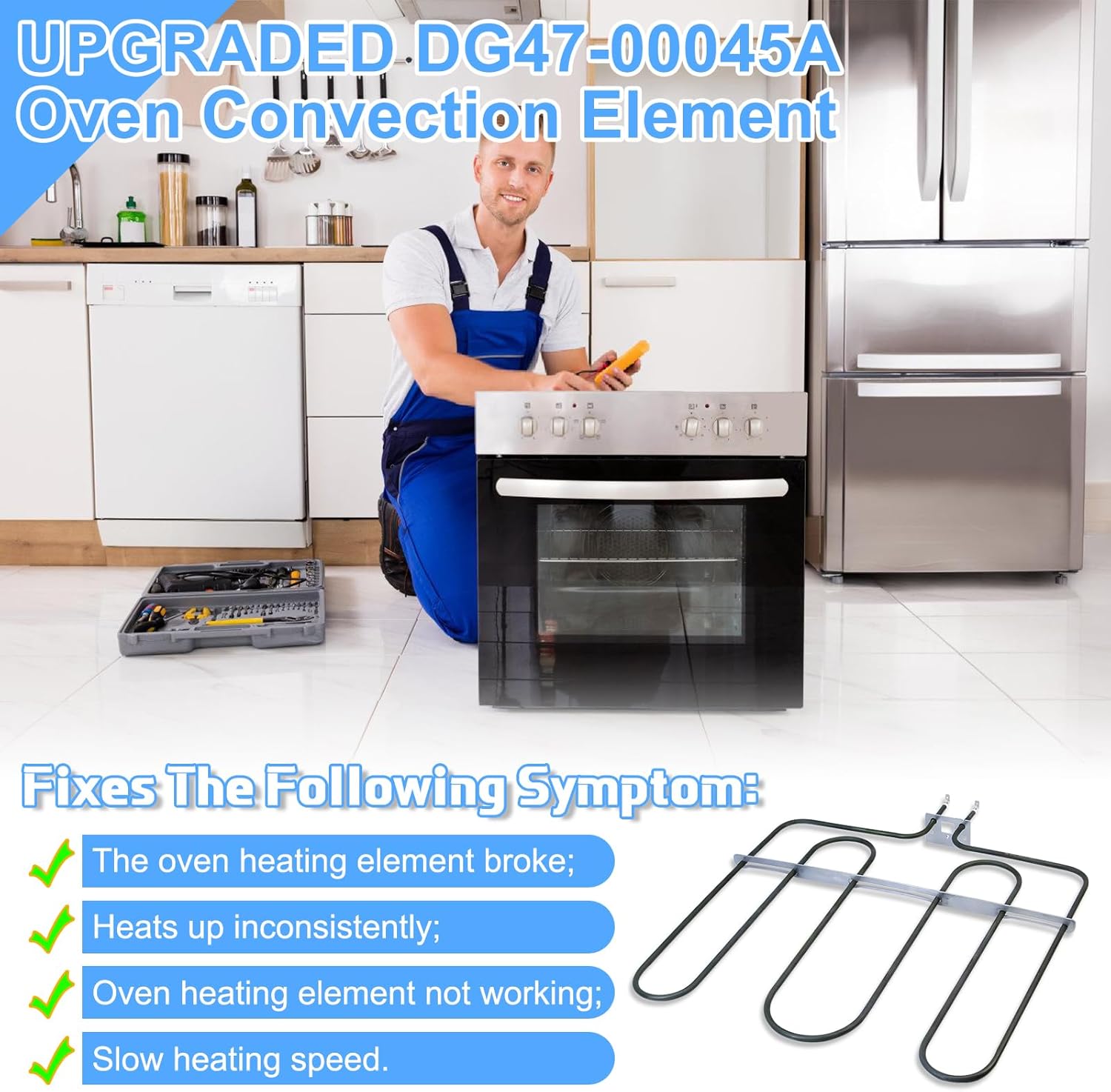 UPGRADED DG47-00045A Broil Element Heater Compatible with Samsung Electric Freestanding Range,DG47-00045A Oven Heating Element Samsung Oven Baking Element Convection Heater Stove Replacement Parts