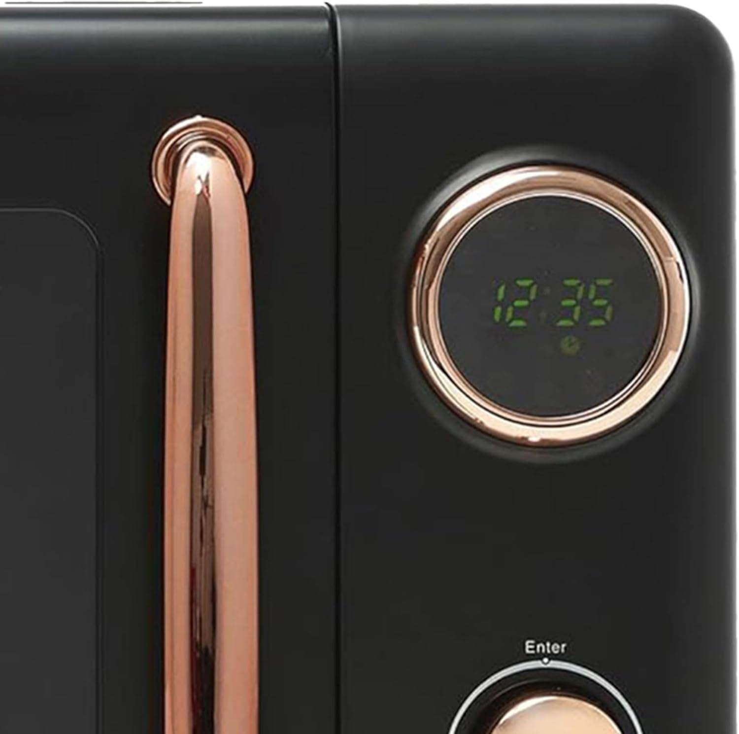 Haden 700 Watt 0.7 Cubic Foot Microwave Oven with Digital Controls, Defrost, and Instant Start Countertop Small Appliance, Black/Copper