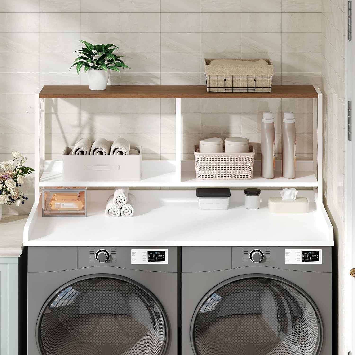 HOOBRO 3-Tier Washer Dryer Countertop with Shelf, 54