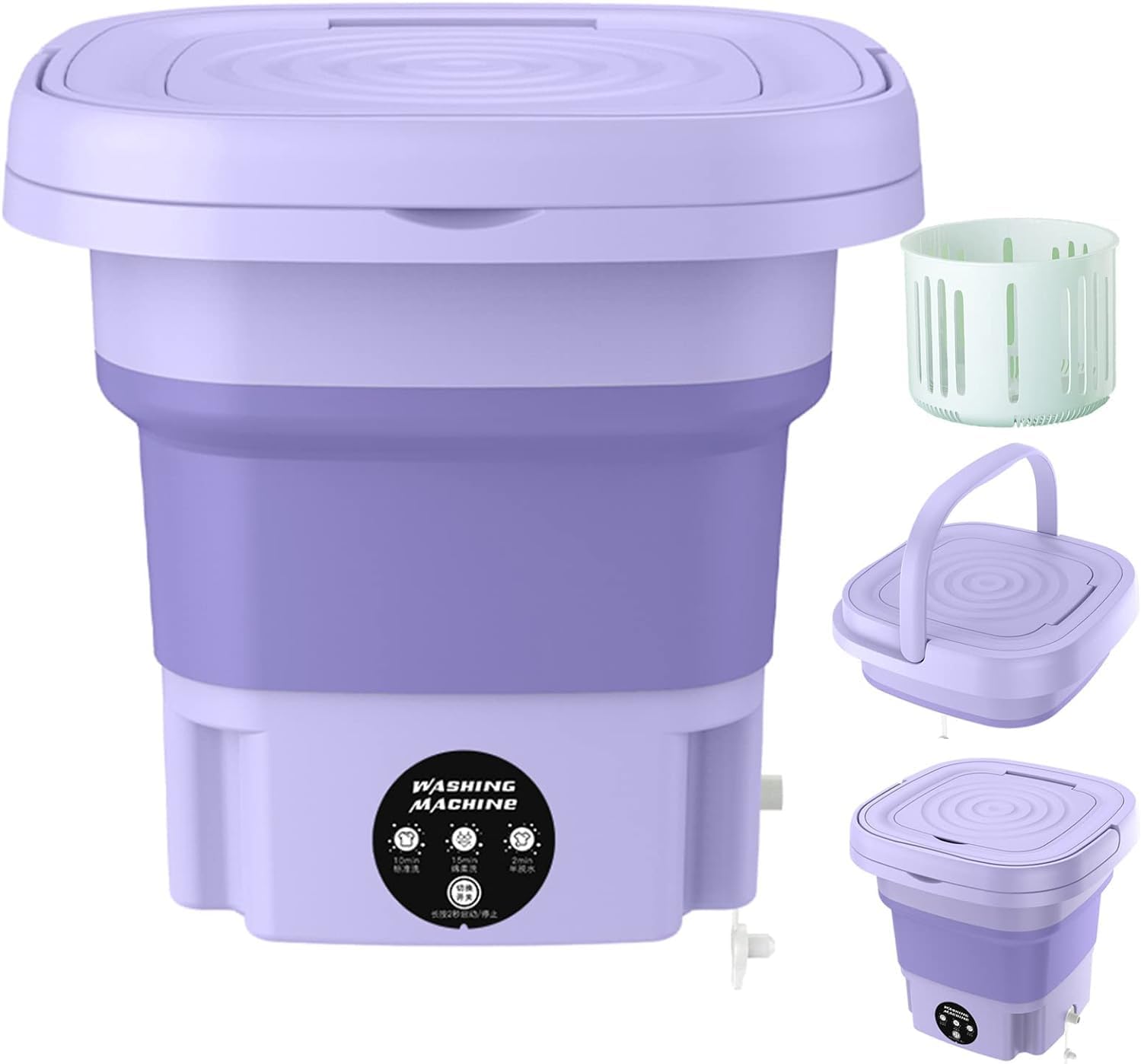 Portable Washing Machine 2024 Foldable Mini Washing Machine Half Automatic Small Washer for Baby Clothes|Underwear or Small Items (Purple1)