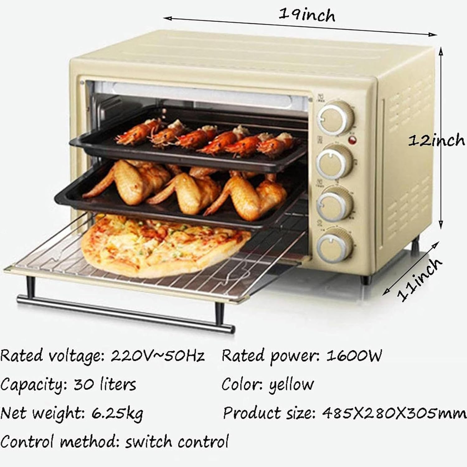 AMNOOL Multifunctional Automatic Electric Oven， Household 30L Large Capacity Intelligent Baking Retro Countertop Electric Oven Electric Microwave Oaven Useful-1*