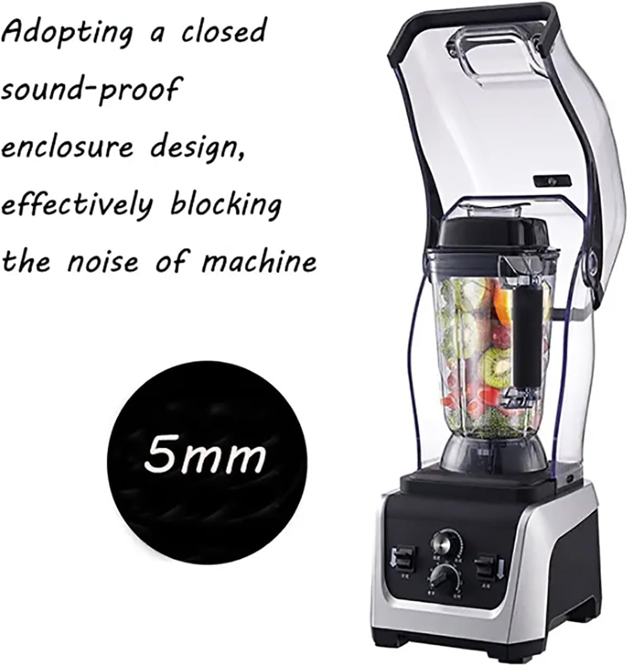 Professional Blender, Smoothie Blender Machine with Sound Cover, 2300W Strong Motor And 2.5L High Capacity, Bass Noise Reduction and Easy To Operate, For Smoothies, Ice and Frozen Fruit