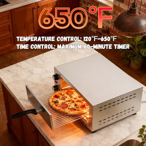 Electric Pizza Oven, Grilled steak, baked with Timer Stainless Steel Pizza Baker, Indoor, Countertop, Commercial pizza maker, for Home Pizza Cooker, 50-340℃