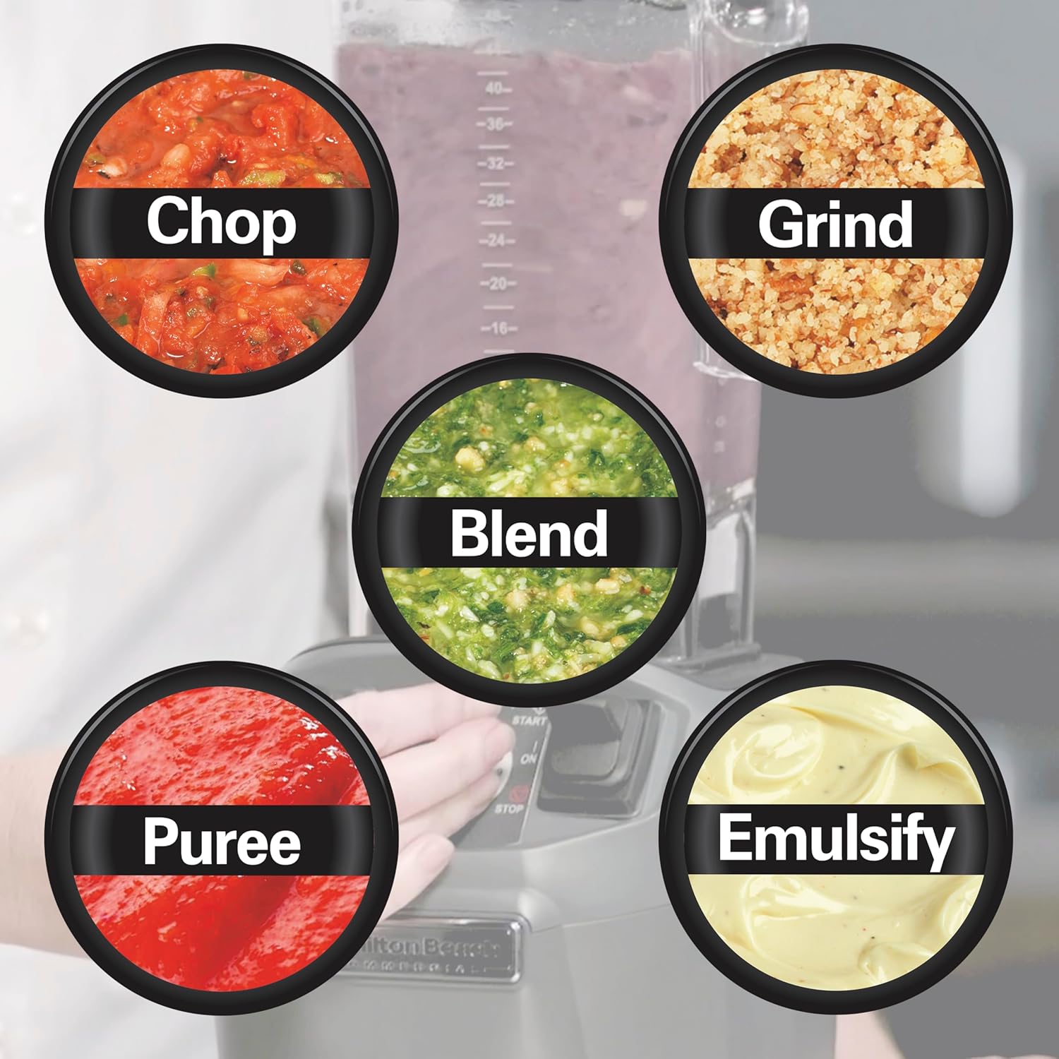 Hamilton Beach Commercial HBF510 Expeditor Culinary Food Blender, 2.4 Horsepower, 48 Ounce Capacity, BPA-Free Container, Variable Speed, Chop Function, NSF Certified