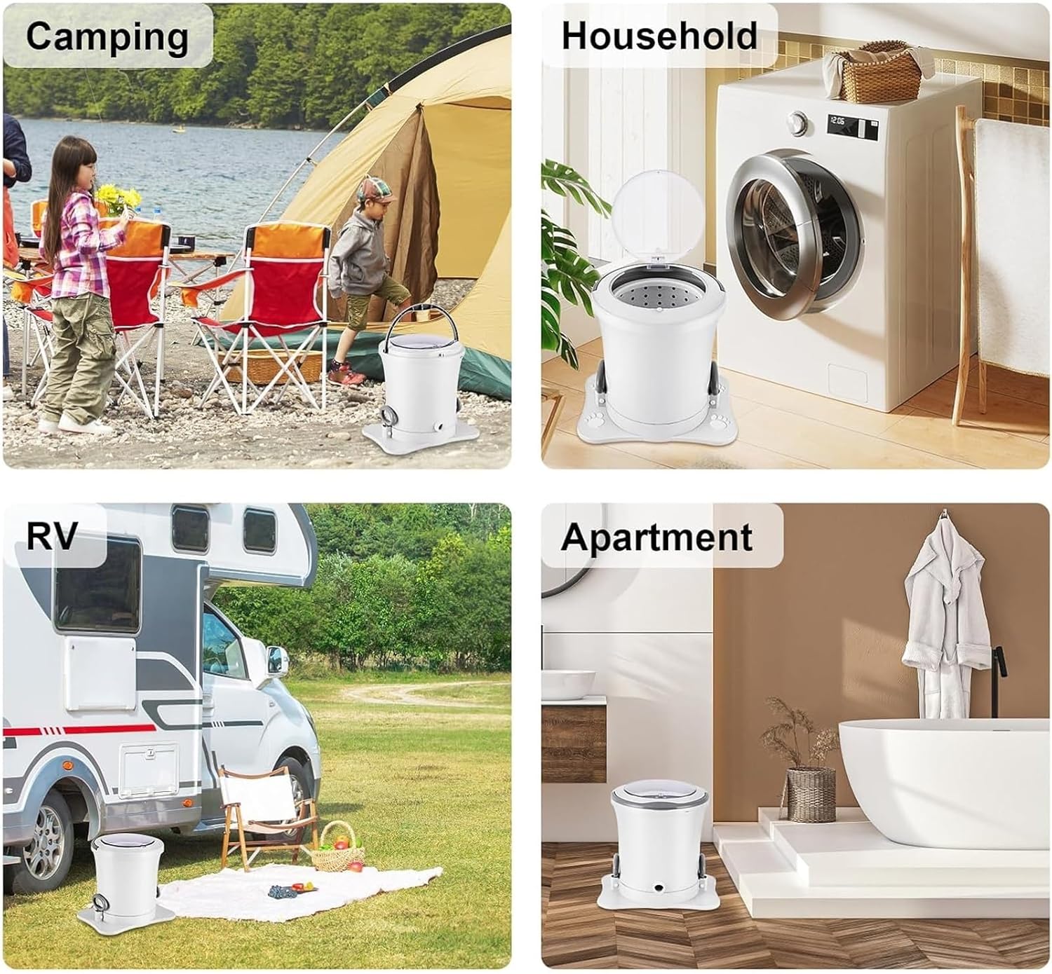 Manual Clothes Wringer Portable Clothes Spinner Wringer Nonelectric Laundry Dryer, Mini Dryer Compact for RV, Camping, School, Apartment, Dorm(Natural)